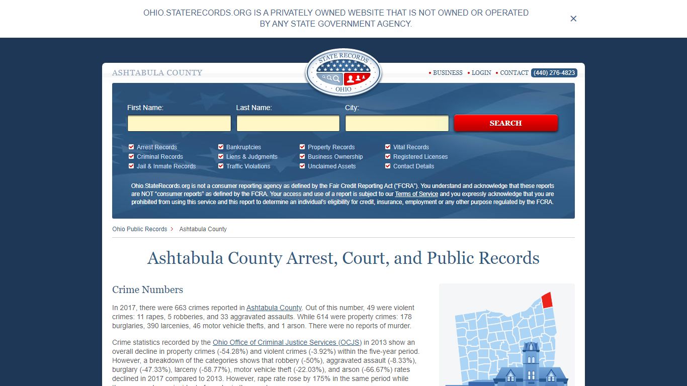 Ashtabula County Arrest, Court, and Public Records