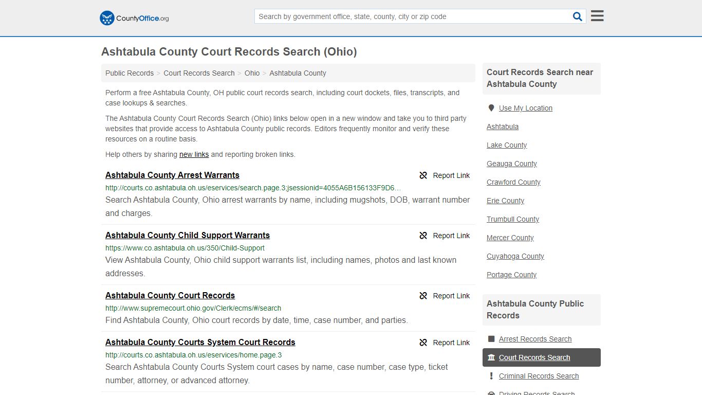Court Records Search - Ashtabula County, OH (Adoptions ...