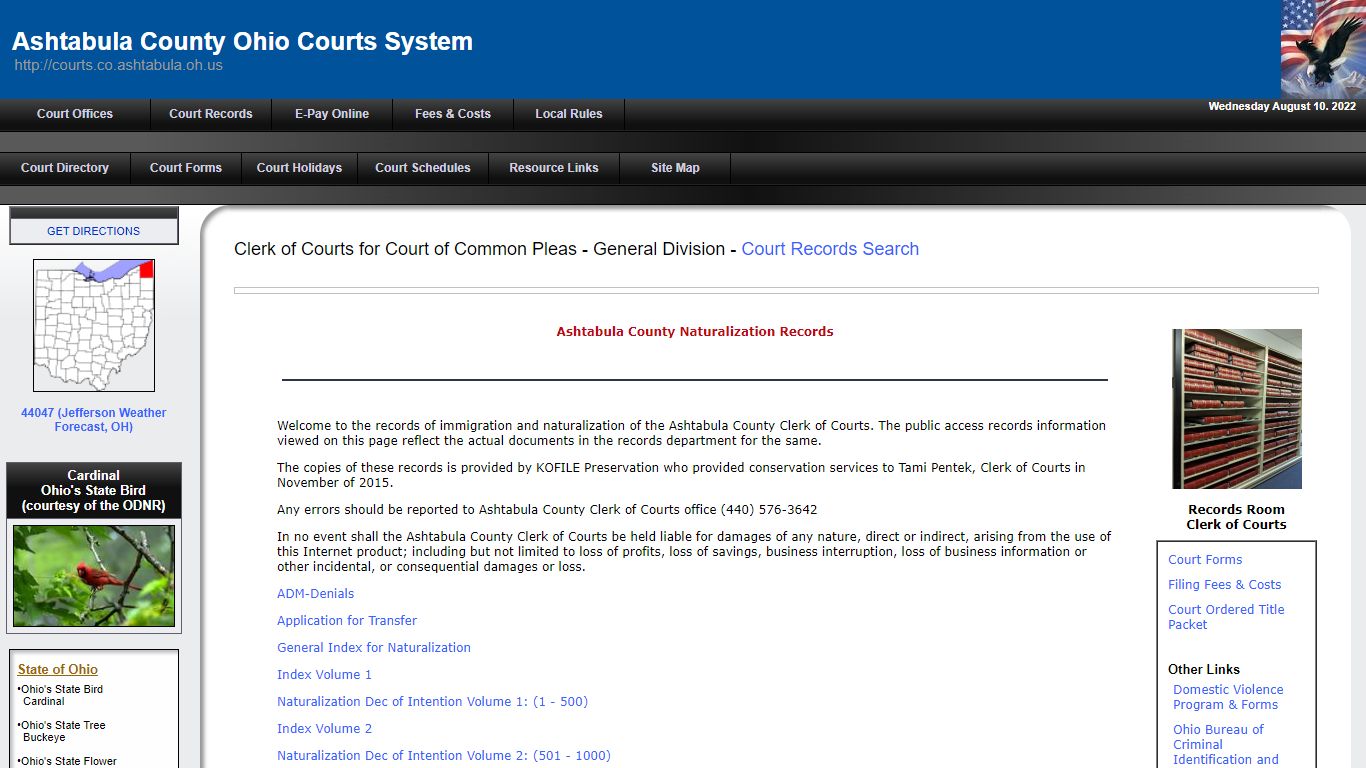 Clerk of Courts - Ashtabula County Courts System - Ohio