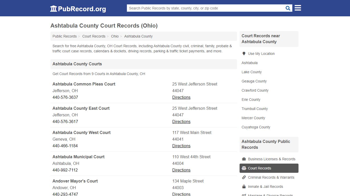 Free Ashtabula County Court Records (Ohio Court Records)