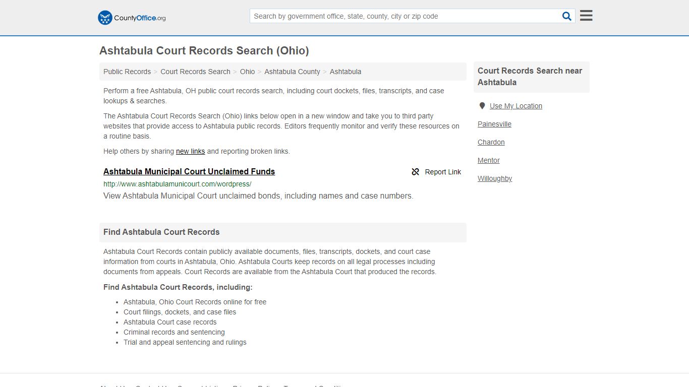 Court Records Search - Ashtabula, OH (Adoptions, Criminal ...
